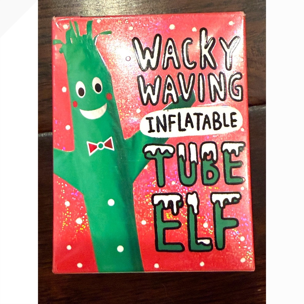 Running Press Wacky Waving Inflatable Tube Elf 17 Inch Holiday Desk Toy NWOT